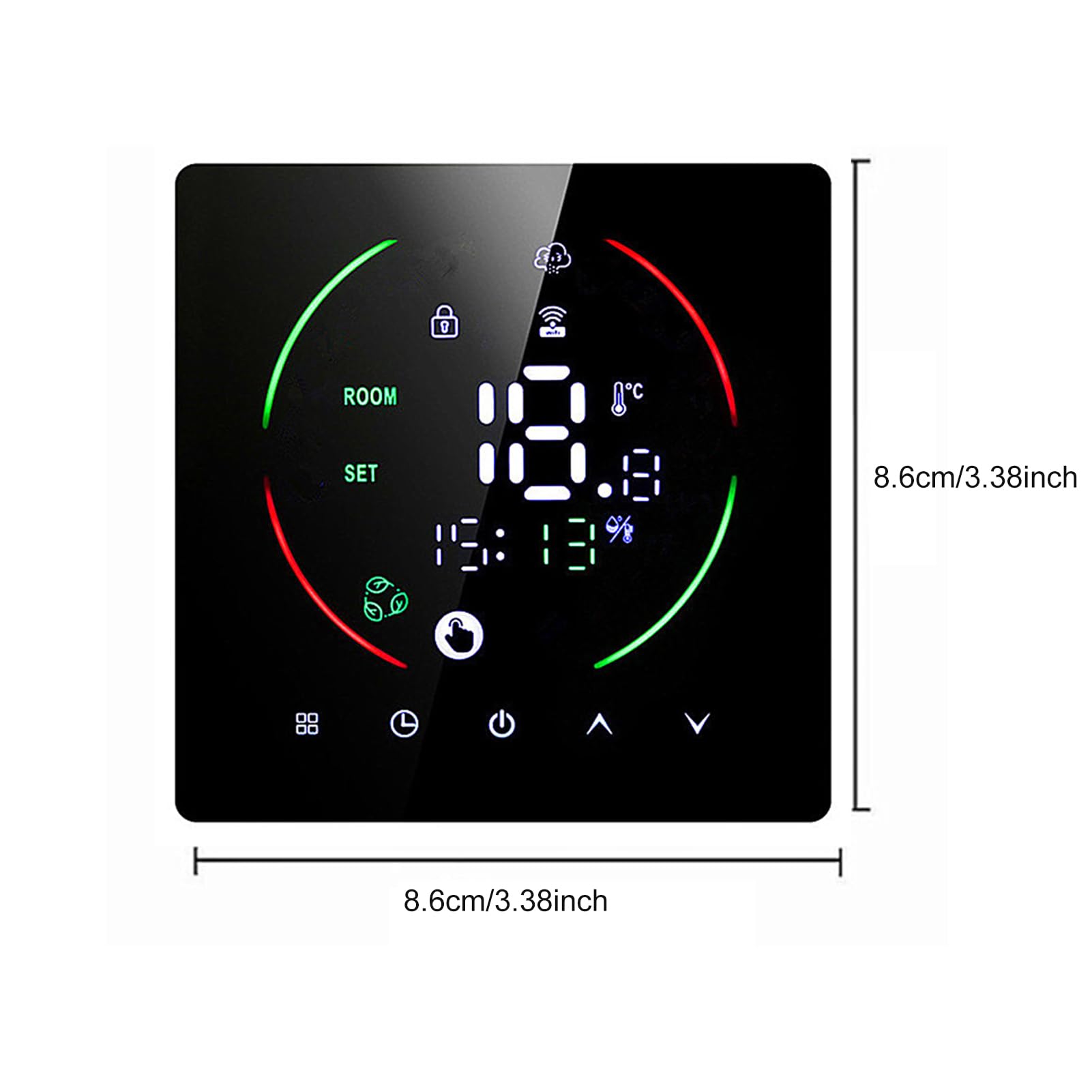 Inteligentny Termostat WiFi 16A z Kolorowym Ekranem LED, blokadą rodzicielską, Sterowaniem Głosowym, Programowalnym Zegarem do Elektrycznego Ogrzewania Podłogowego, (Czarny-EAST2-16A+WIFI)
