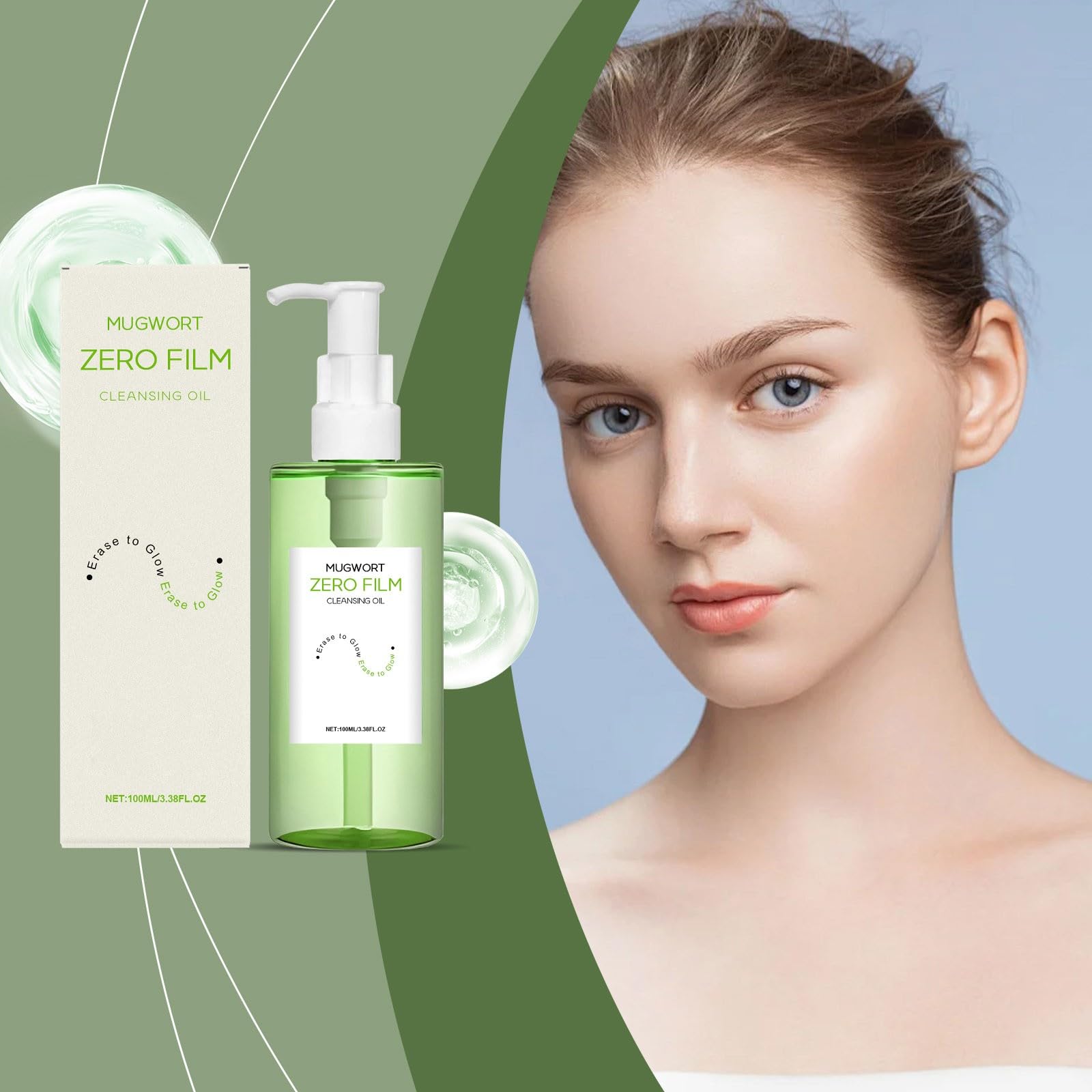 100 ml Zero Film Cleansing Oil, głęboko oczyszczający olejek czyszczący z pszenicą i zielonymi ziołami, do codziennego usuwania makijażu, nawilżający i kojący skórę