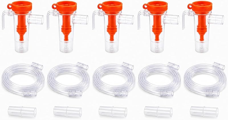 Nispira 5-Set Disposable Micro Mist Ne-bul-izer Replacement Filter Spray Kit for Portable Compressors Atomizer Cup, Tubing, Mouth Pieces