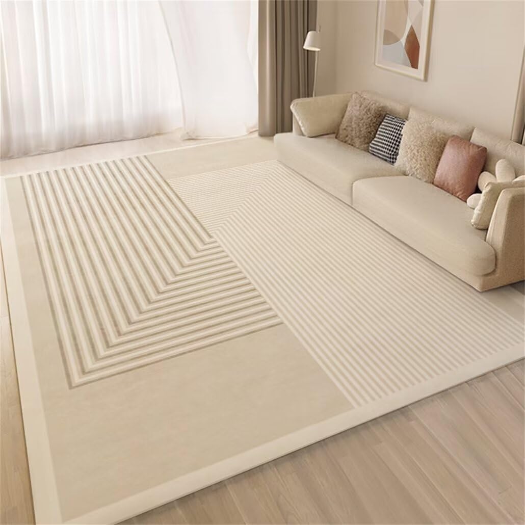 Tapis enfant crème 180x230cm de style français lavable pour un grand salon élégant