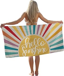Retro Boho Sun Colorful Sunshine Beach Towels, Vintage Boho Pool Towels,...