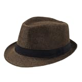 Mens Solid Vintage Panama Hat Bowler Hat Sun Hats with Black Band Classic Fedora Gentleman Wedding Hats