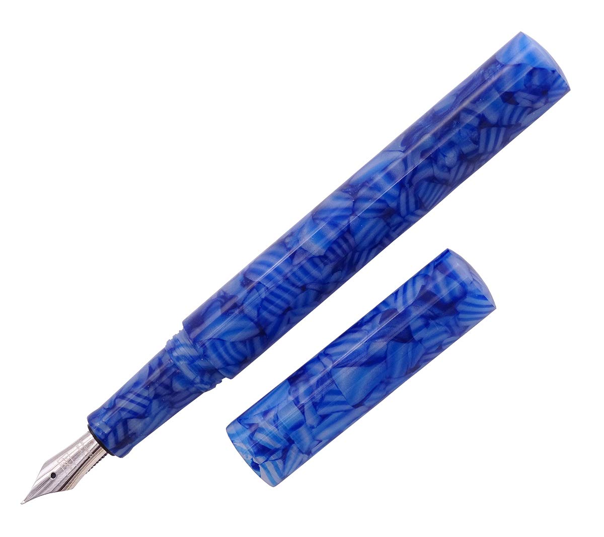 erofa Majohn Stylo-plume à pointe extra fine et stylo à plume en verre acrylique bleu avec convertisseur d'encre de poche à double usage Coffret cadeau pour signature, dessin d'art