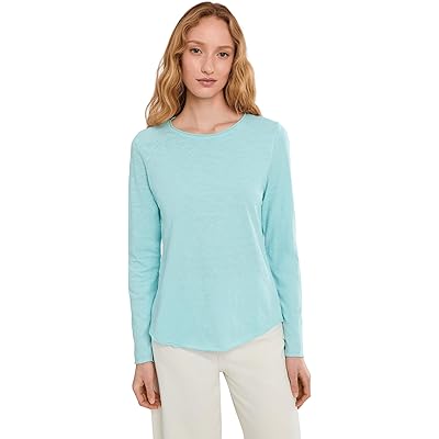 Elliott Lauren Garment Dye Tees - Long Sleeve Tee With Raw Edges island