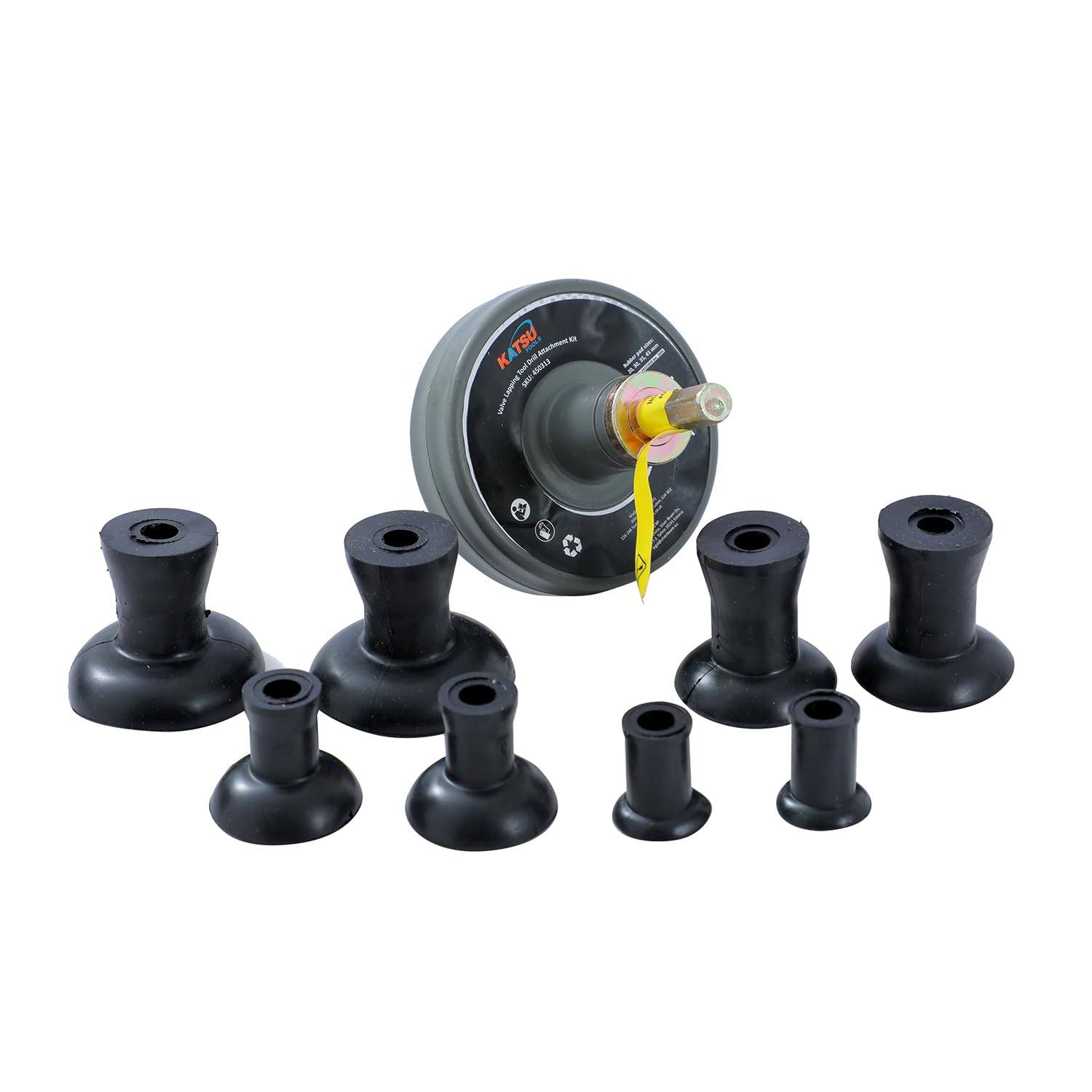 KATSU Tools Outil de rodage de soupape - Kit de fixation pour perceuse - Vanne de meulage de petit moteur avec 8 aspirations - Économie de main-d'œuvre - 450313