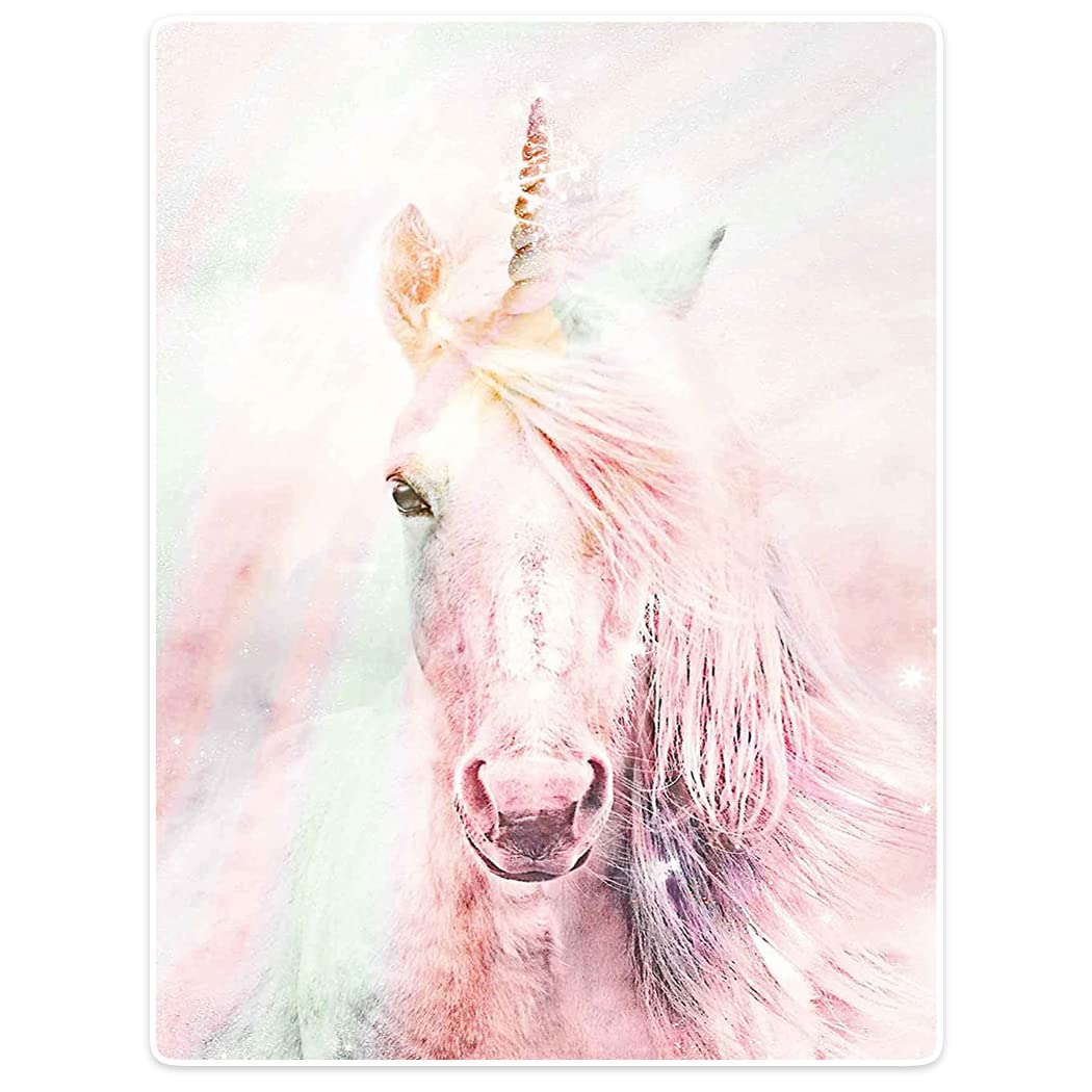 Violetpos Flanell Decke 150x200cm - Kuschelweiche Einhorn Decke Rosa