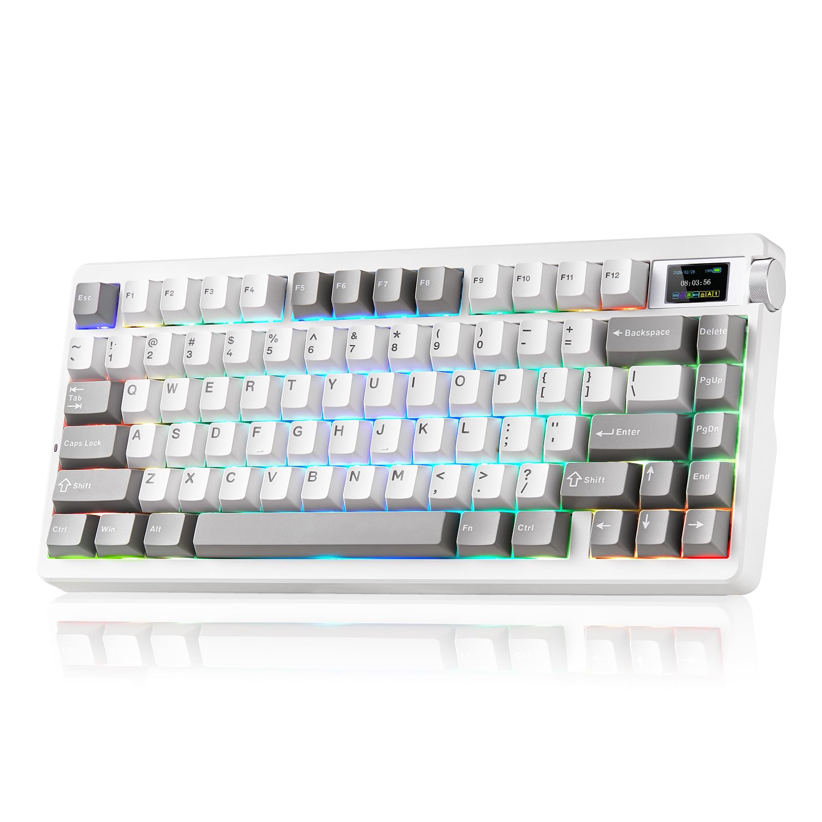 X Aula Nova75 - Tastiera meccanica da gioco, 75% tastiera wireless compatta con schermo e manopola, per interruttori pre-lubrificati, tastiere per computer da 8000 mAh, retroilluminazione RGB, hot