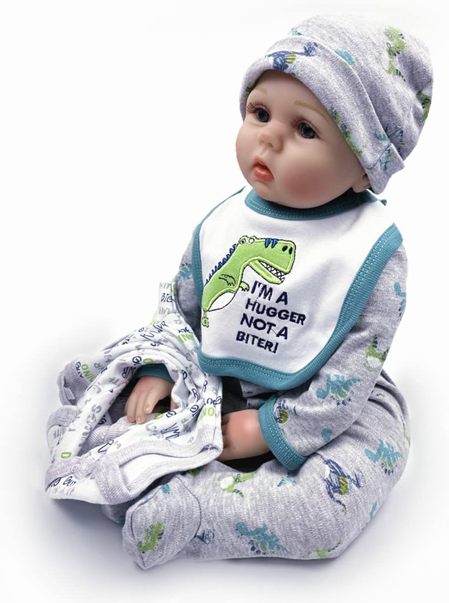 Reborn Baby Dolls Boy Clothes 22 inch Dinosaur Outfit Accessories 5 pcs Sets Fit 20-22" Newborn Dolls Clothing