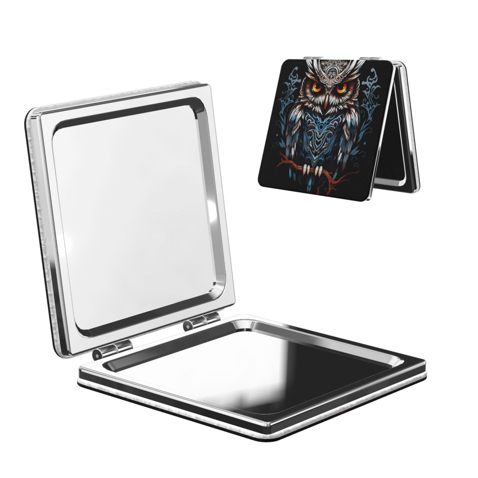DWVTSLH owl Compact Mirror for Purse, Double-Sided 2X/1X Magnifying Mirror for Women Men, Travel Makeup Mirror for Handbag, Handheld Vanity Mirror for Gift
