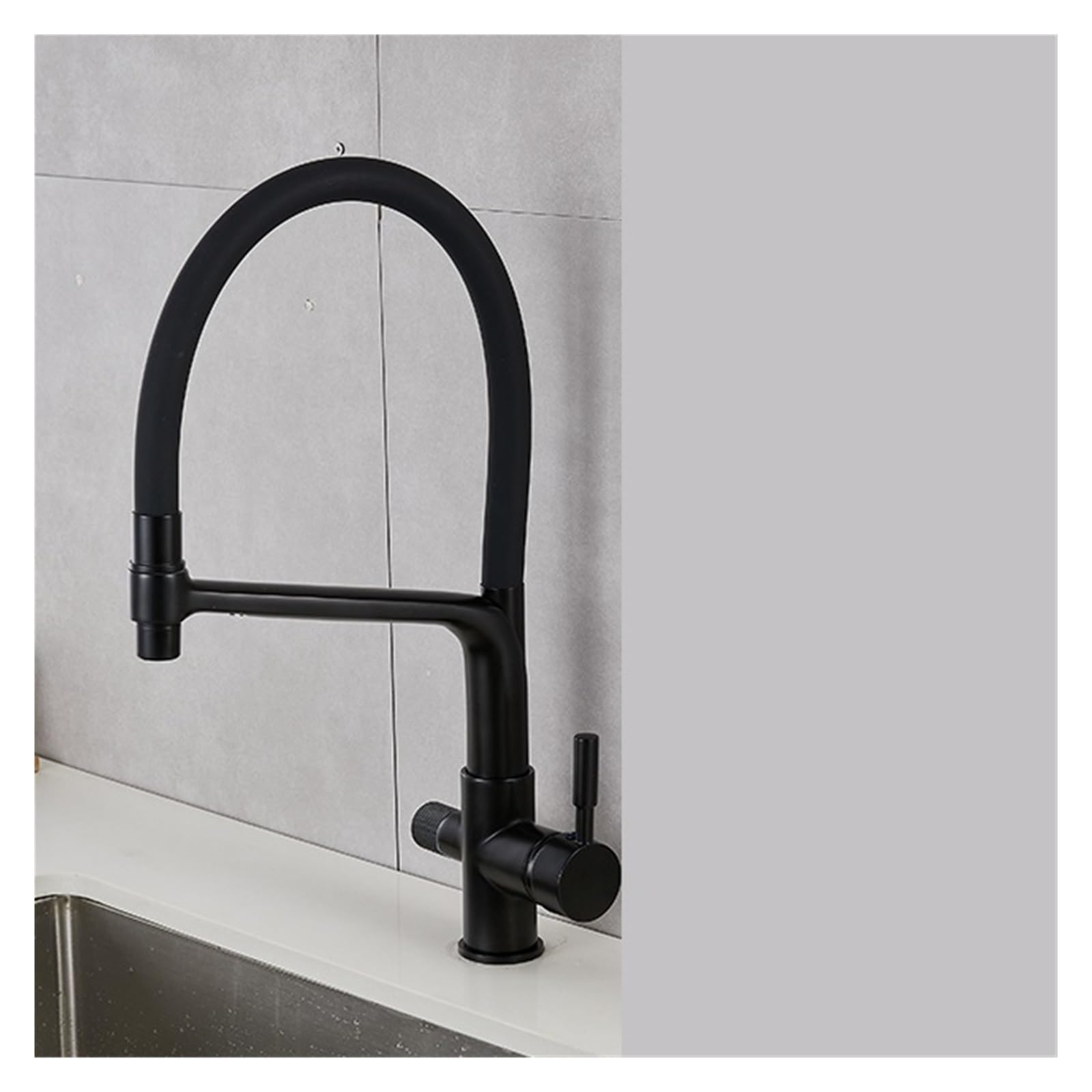 Mitigeur de cuisine noir eau purifiée filtrée et eau chaude froide pour évier