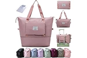 Expandable Travel Duffel Bag with Luggage Straps, Dry & Wet Separation, for Weekend Getaways