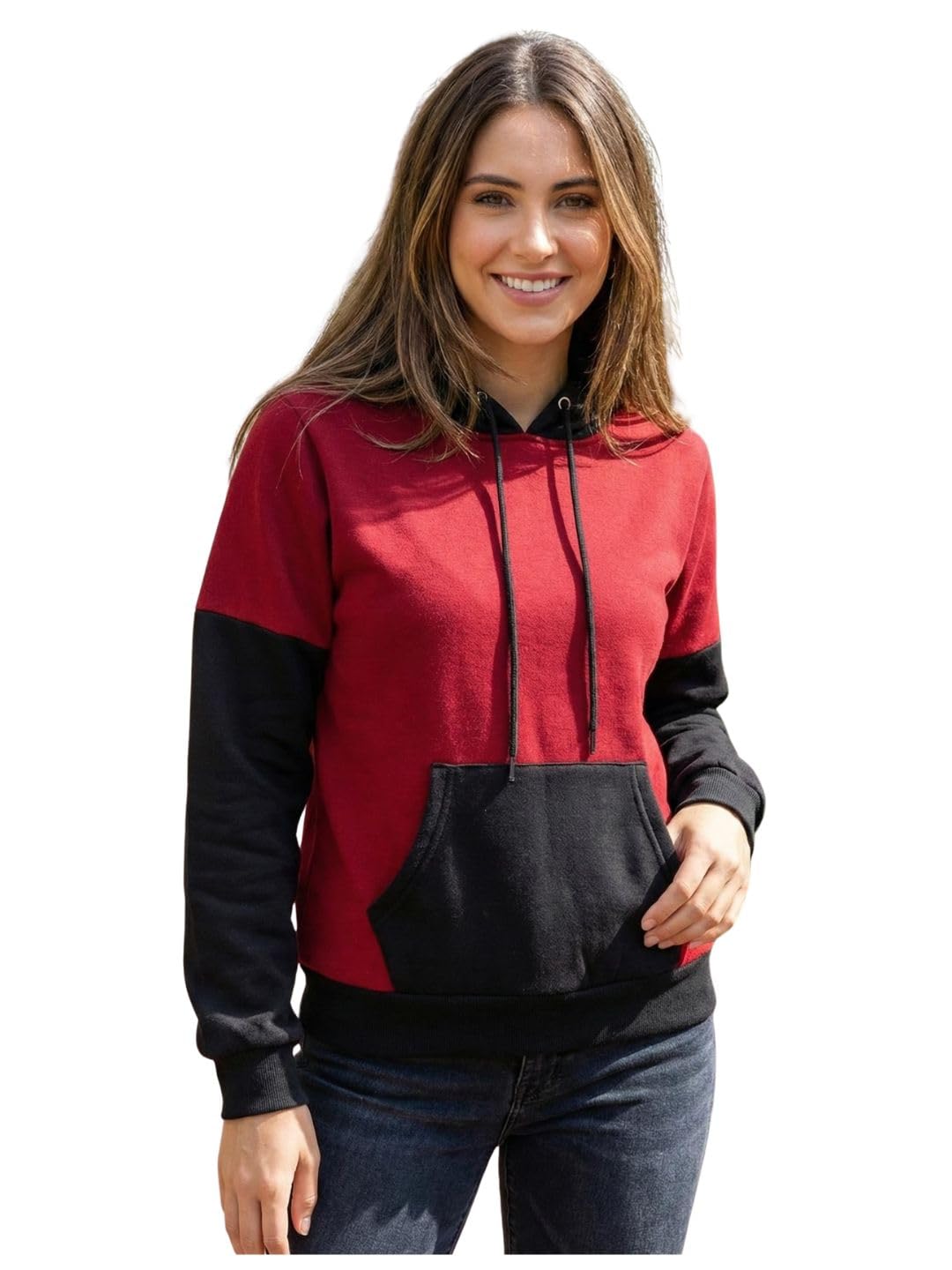 tandul Women's Solid Maroon Sweatshirt- Fleece Style Full Sleeve for Office, Casual, Festive & Party (12125)-picture-22