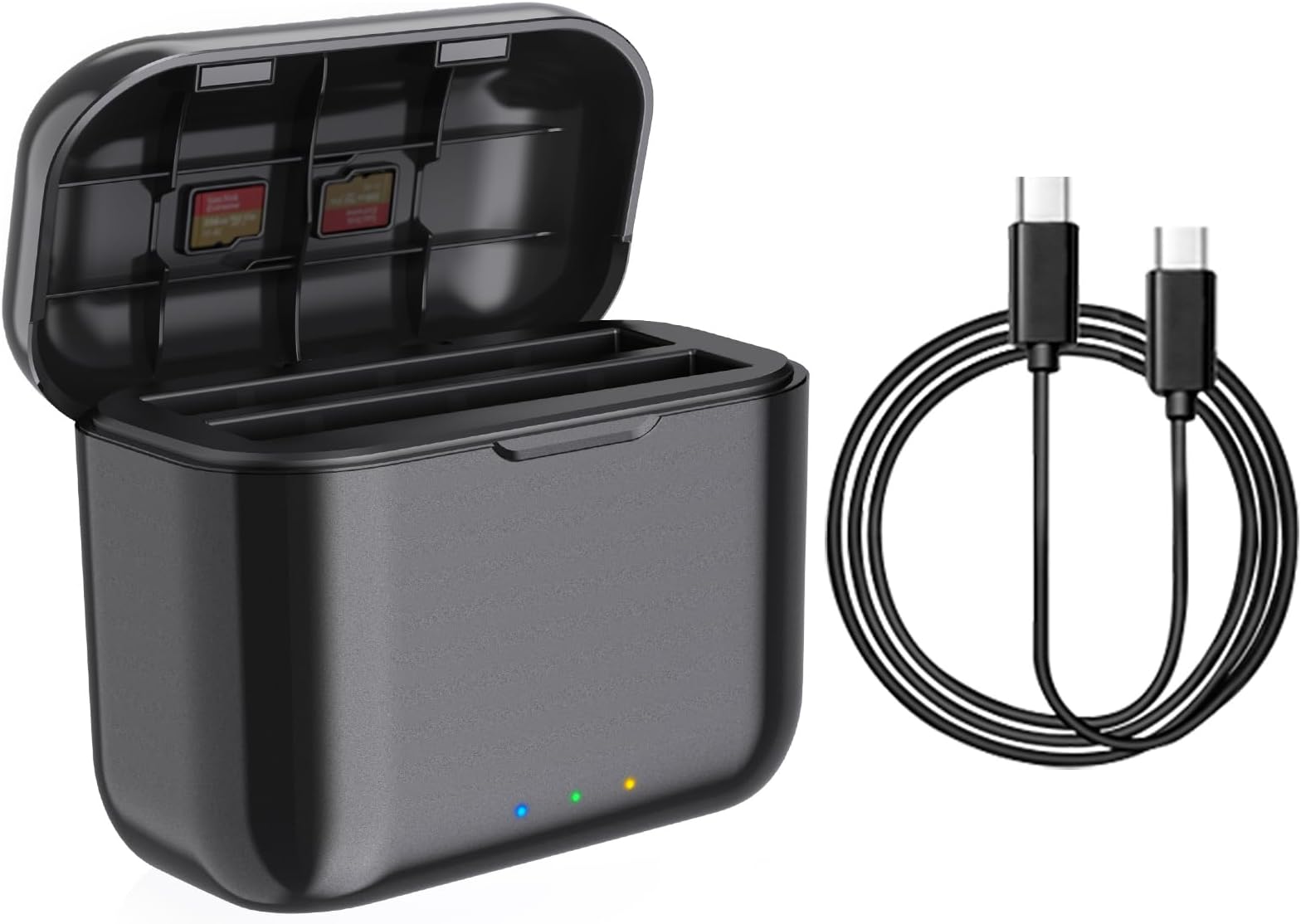 Fast Battery Charger Hub for Insta360 X3(Batteries No Included),Quick Portable 2 Channel Battery Charge Storage Station with Misro SD Card Slots (X3 Charger Hub Only)