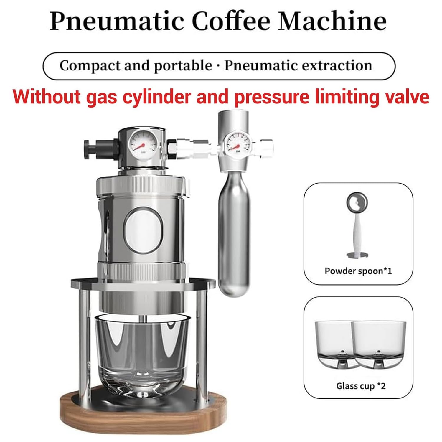 TsoLay Macchina da caffè Portatile Pneumatica, Macchina per caffè Espresso Manuale a Pressione d'Aria con Manometro, Portafiltro da 58 Mm/51 Mm, Estrazione Rapida a 16 Bar, per Casa E Viaggio