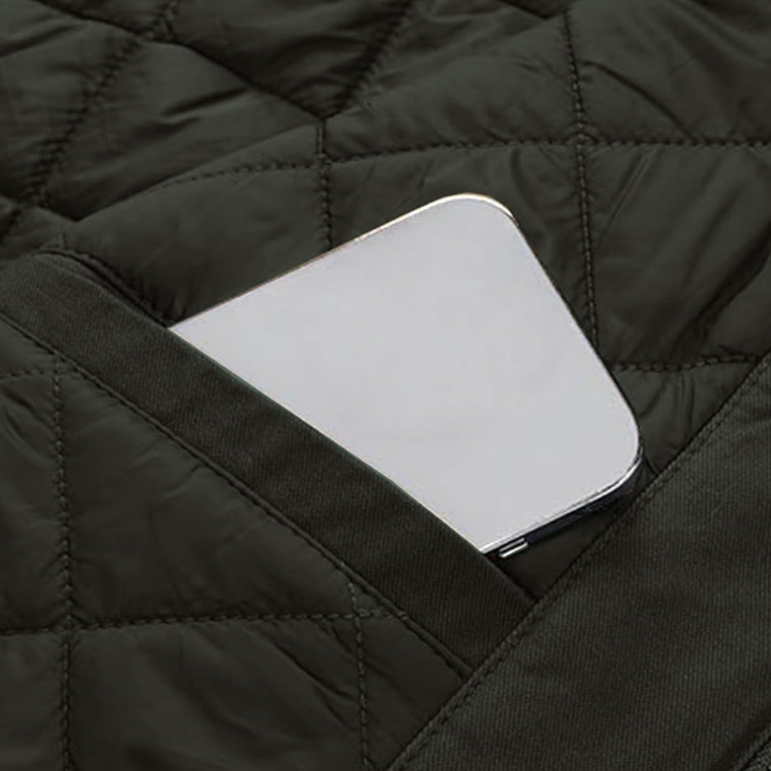 Men's Casual Quilted Cotton Jacket Fall Winter Bomber Jackets Full Zip Warm Padded Coats Fashion Loose Outwear Pockets