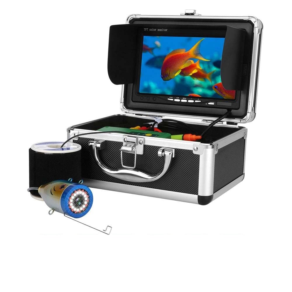 FHRKA Underwater Fishing Camera, Underwater Fishing Camera 7 Inch 1000TVL Fish Finder Underwater Fishing Camera 15pcs White LEDs