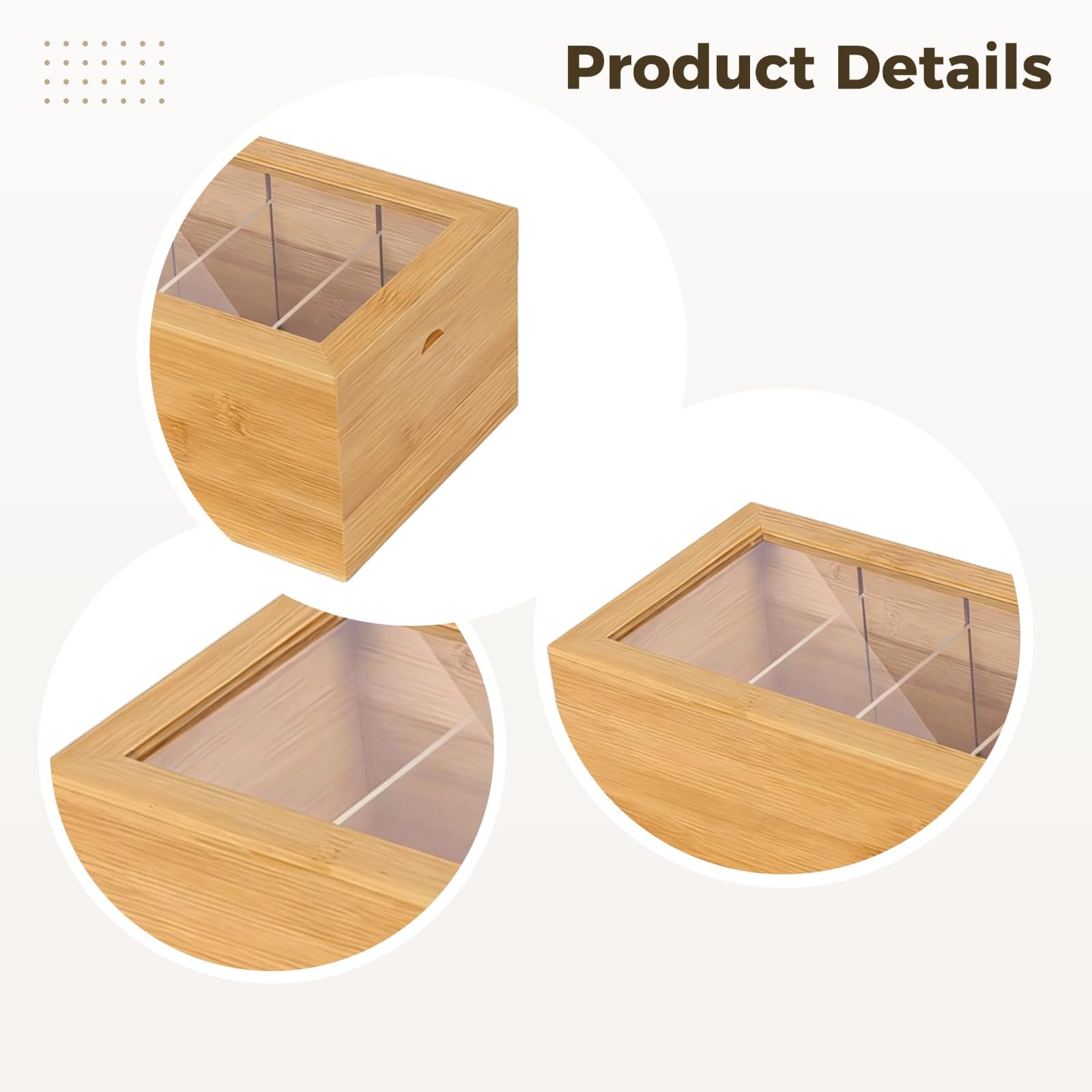 Kiefernholz 3x5 Indexkartenhalter mit Klarsichtdeckel, Schreibtisch-Organizer-Aufbewahrungsbox 25,4 x 15 x 10,2 cm, 4-Fach-Klappdeckel-Design für Rezeptkarten, Visitenkarten, Bürobedarf