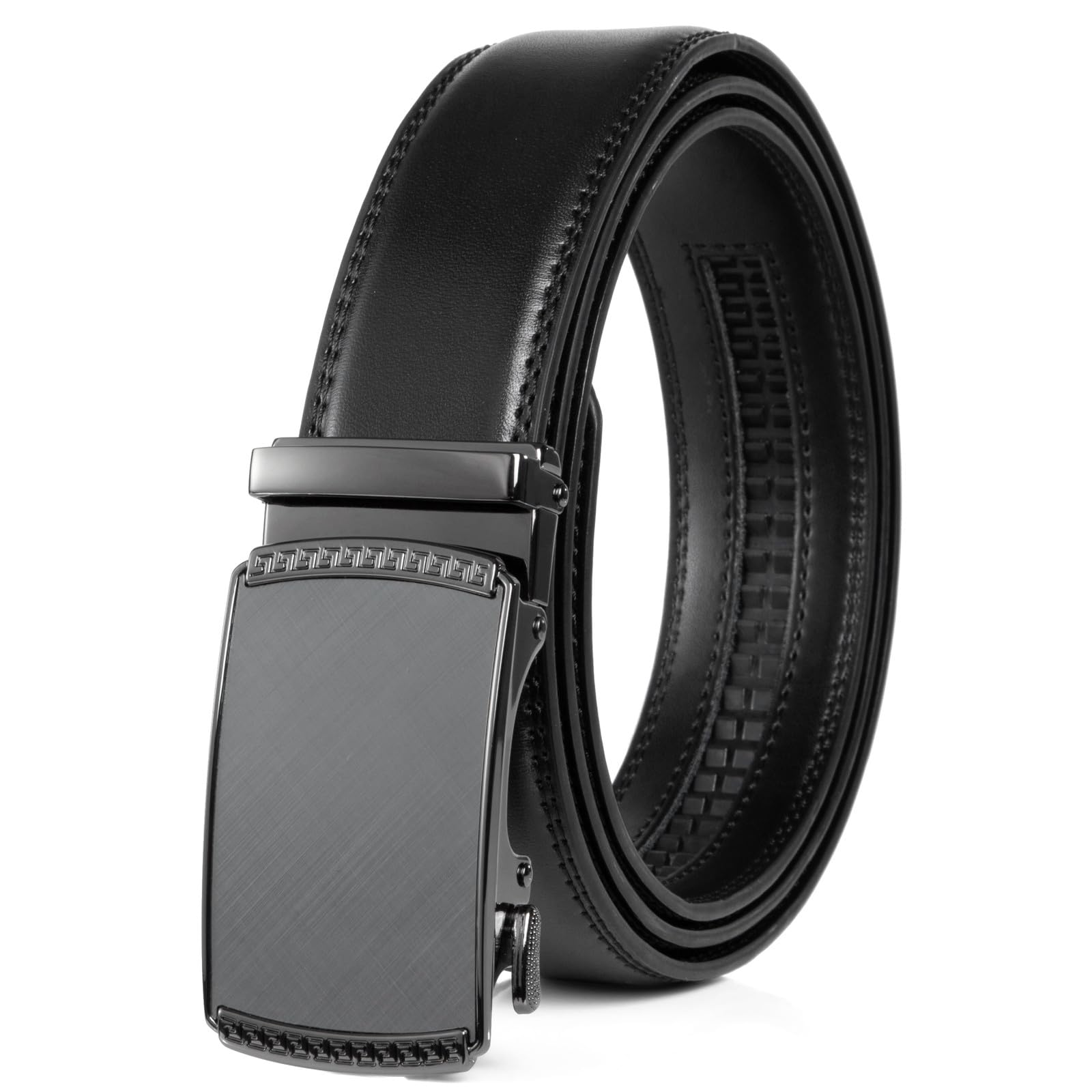 Founders & C Ratchet Belts for Men-Black/Brown Belt Leather 1 3/8" for Casual Dress-Micro Adjustable Belt