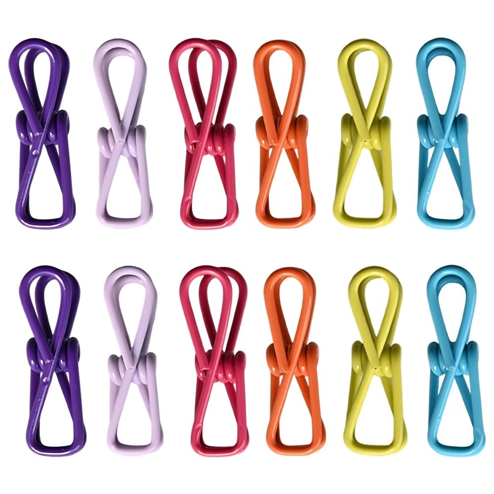 Ram® 12 x Stainless Steel PVC Coated Multi Function Clothes Pegs Food Bag Clips For Food Storage