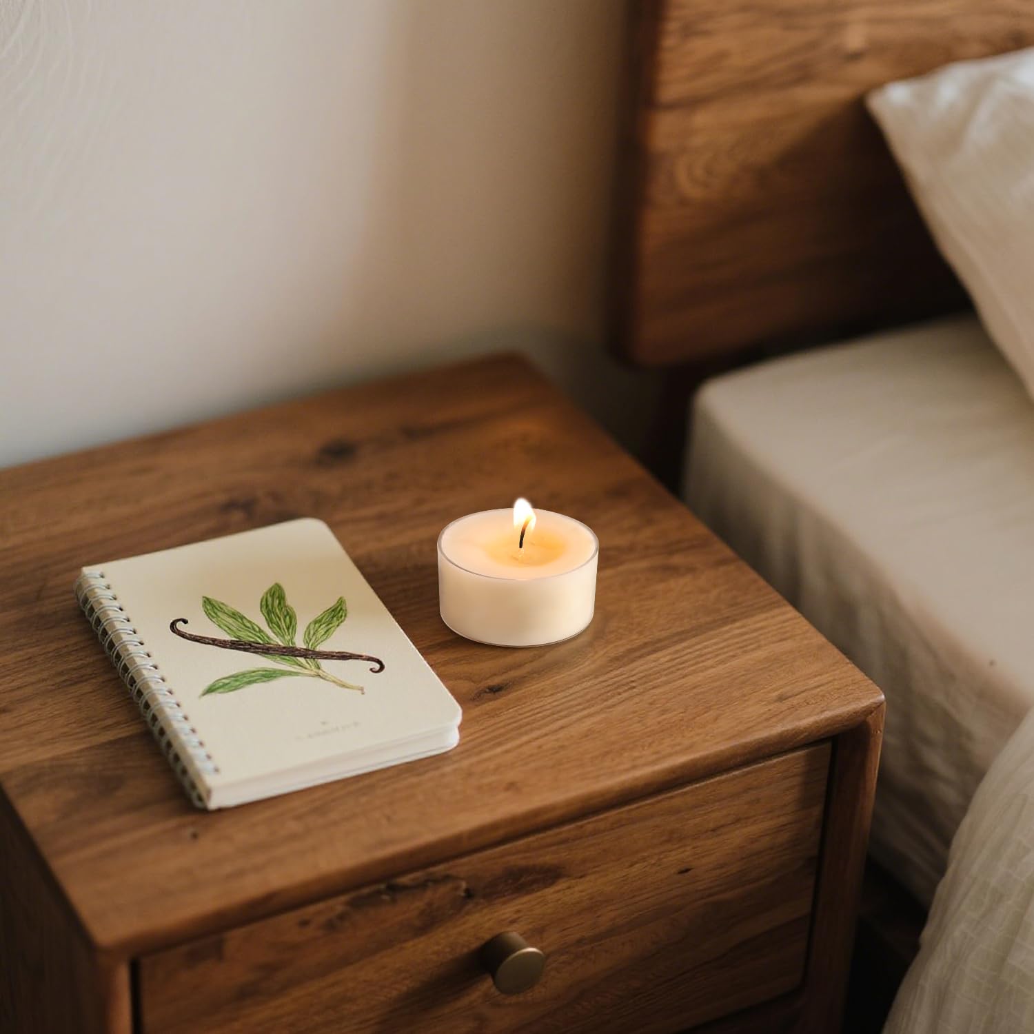 Velas de té perfumadas, Vanilla Embrace, paquete de 48 velas de té 100% cera de palma, color marfil, 6 horas de combustión, velas de té de aromaterapia de vainilla para relajación, hogar, spa, eventos
