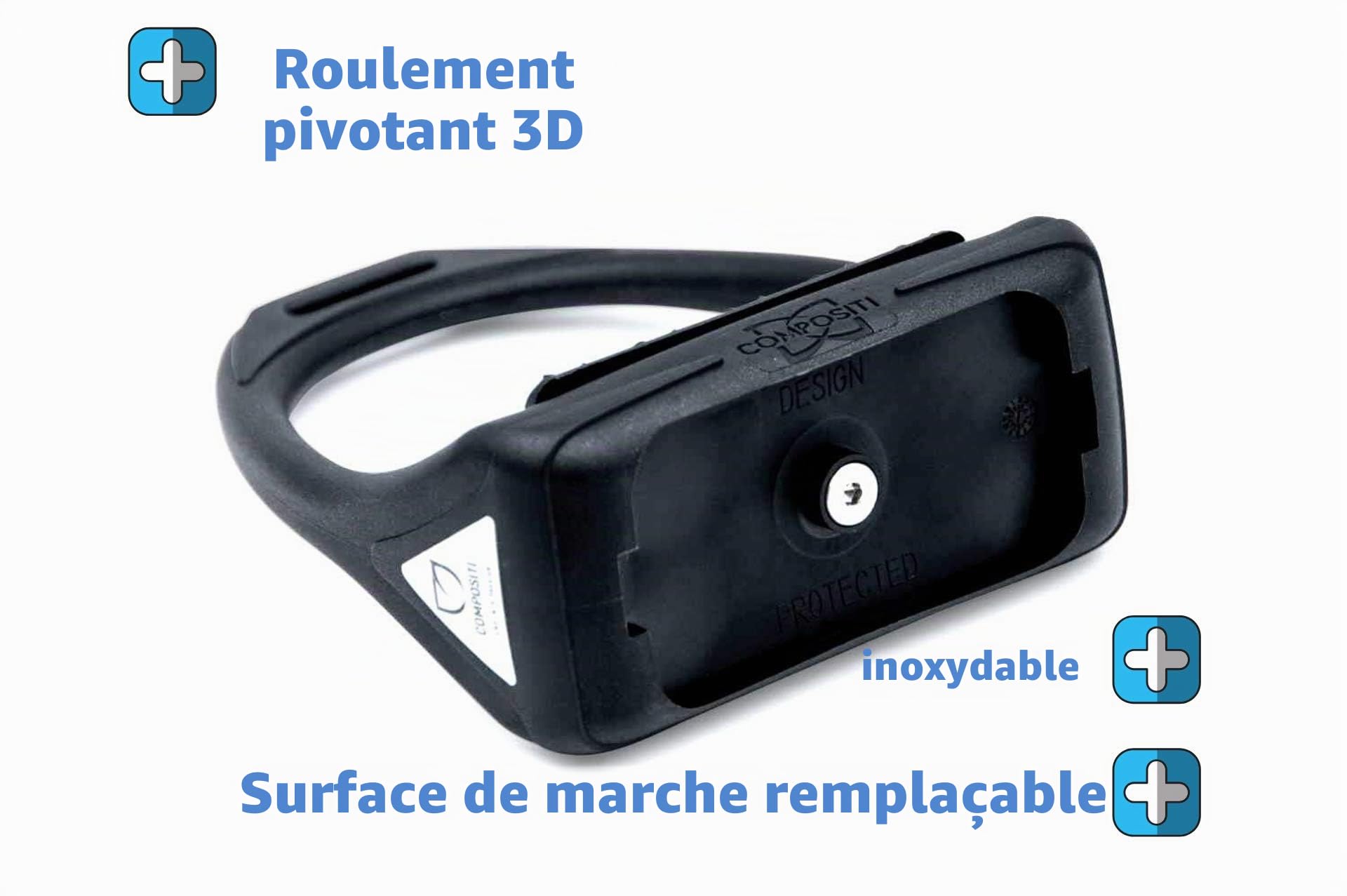Étriers Compositi en plastique flexible large surface d'appui noir