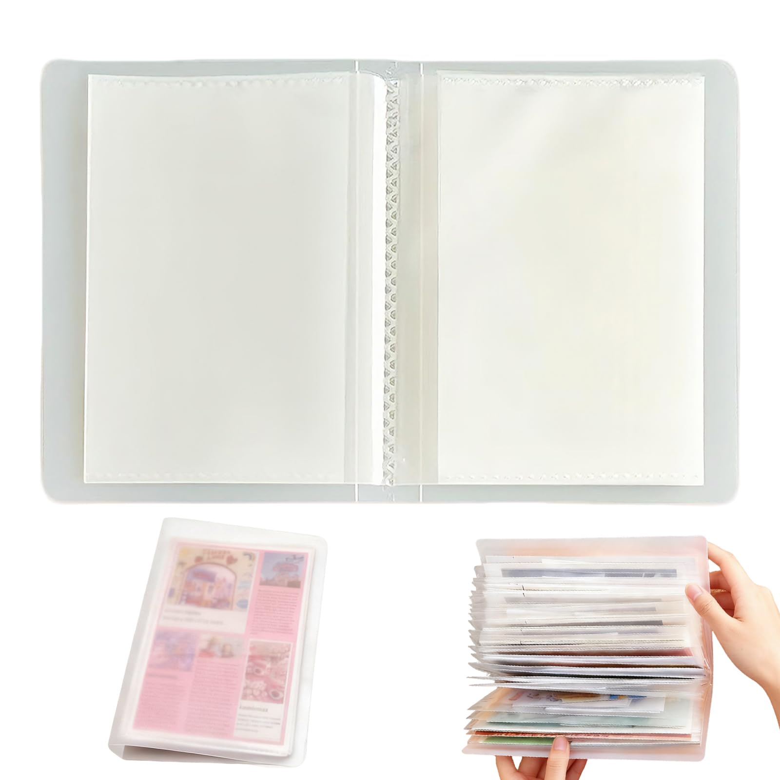 ZenithQuest 40 Pockets 4 x 6 Inches Small Photo Album Pictures Storage Book Art Presentation Folder with Translucent Frosted Cover for Postcards Stickers