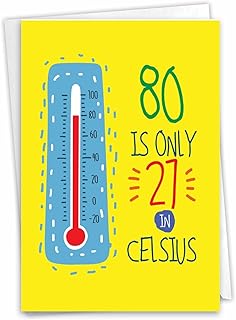 NobleWorks - 80th Happy Birthday Card Funny - 80 Year Old Celebration, Milestone Humor Card for Grandparents, Parents - In Celsius 80 C9351MBG