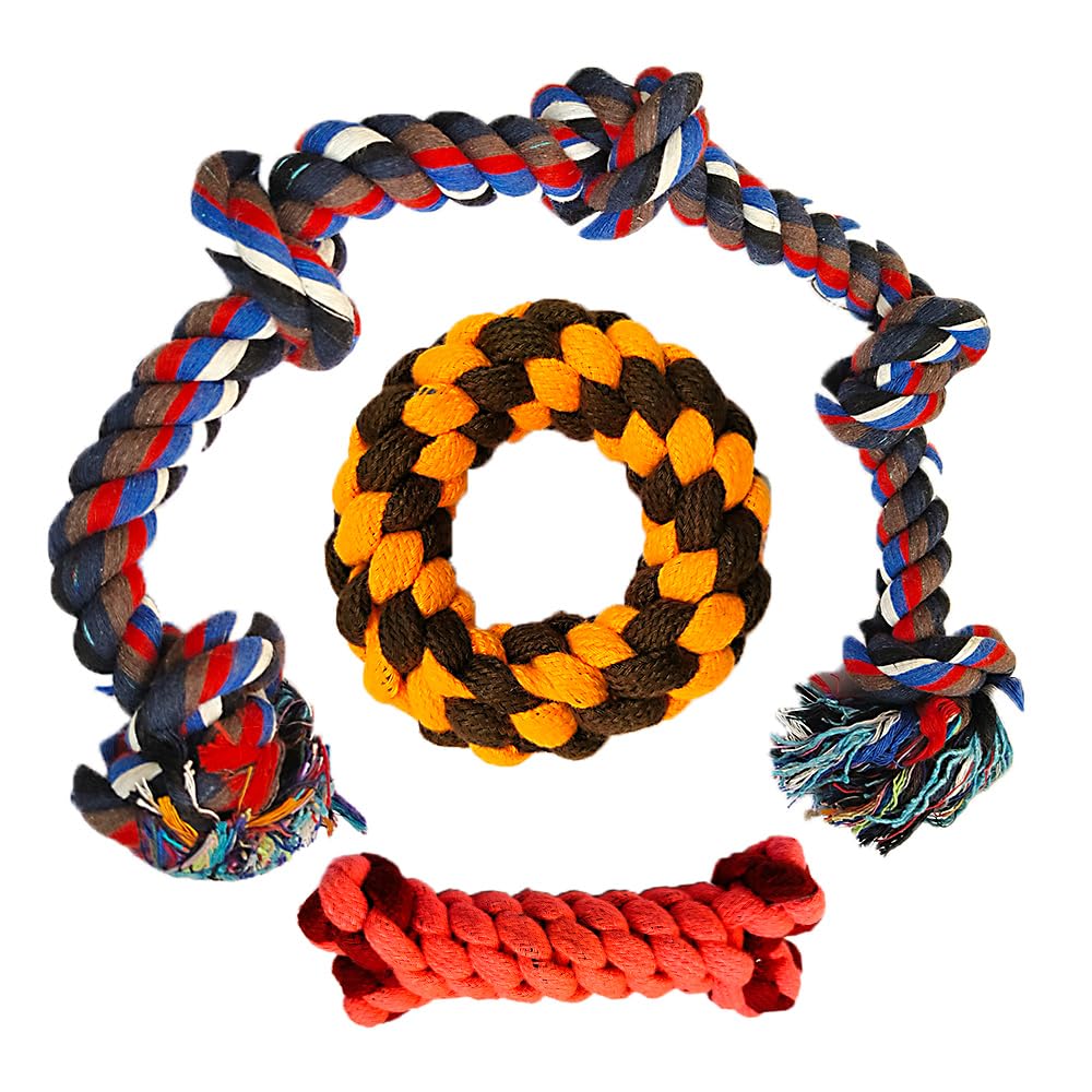 Pawsome Fur (Combo of 3) Durable Non Toxic Pack of - Rope Ring, Rope Bone and 5 Knot Rope Toy Ideal for Playing and Chewing for Dogs and Puppies (B0CR6L9MZV) Amazon Price History, Amazon Price Tracker