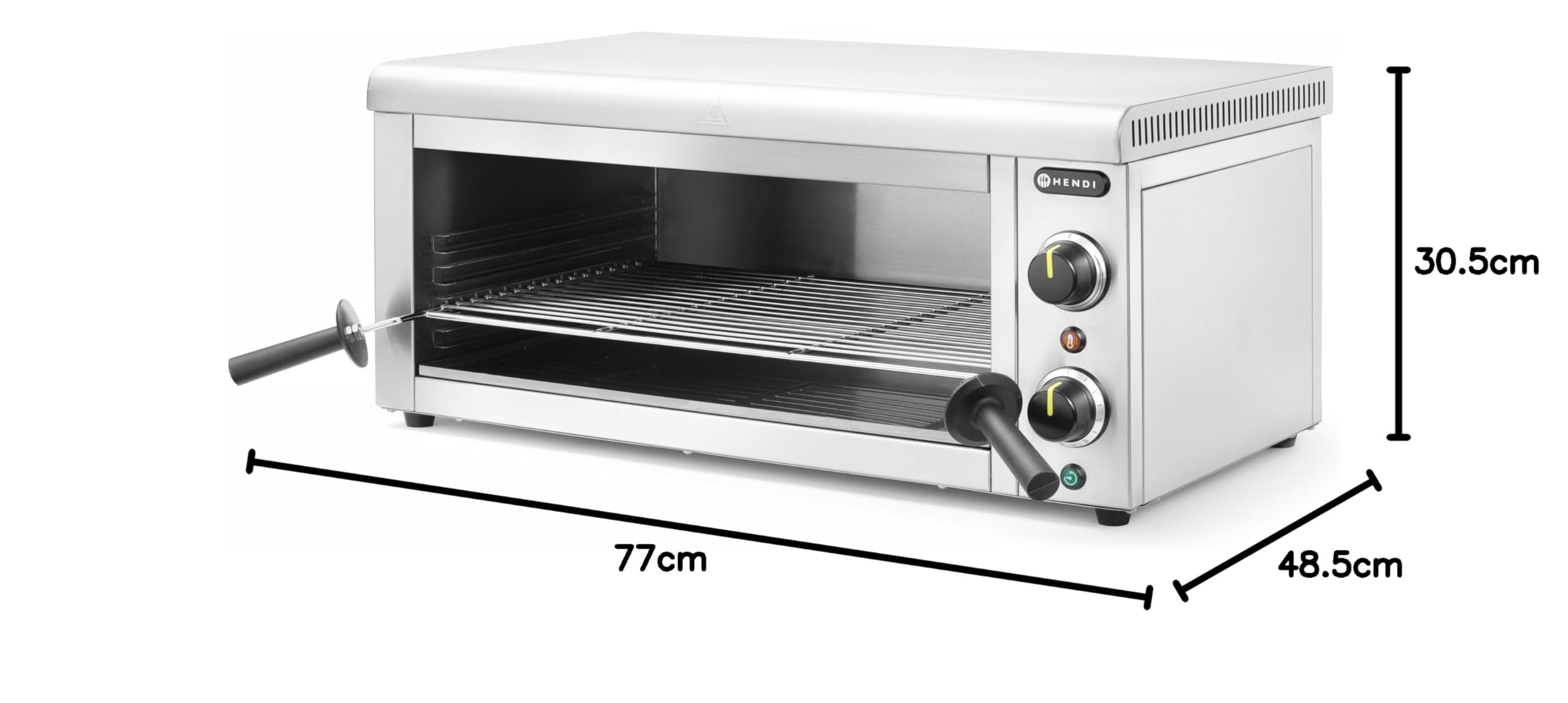 HENDI Salamandra eléctrica profesional, GN 1/1, 50-300°C, 220V, 2850W, 770x485x(H)305mm, acero inoxidable