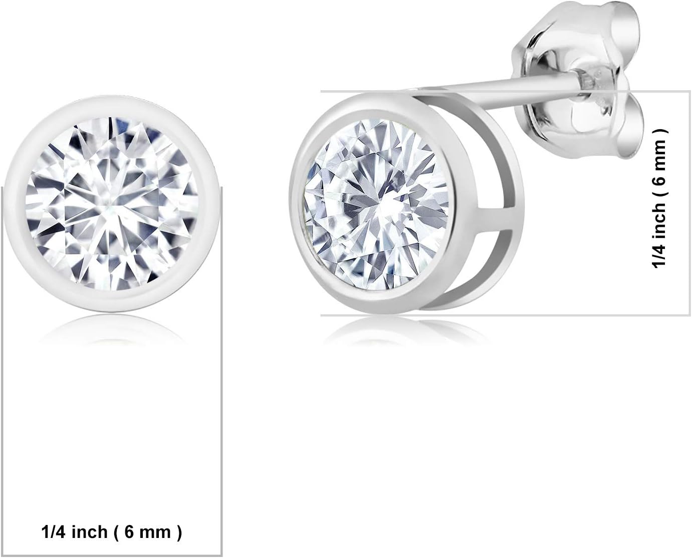Gem Stone King 1.00 Ct Round G/H VVS-VS Lab Grown Diamond 925 Sterling Silver Stud Earrings For Women Men - Image 2