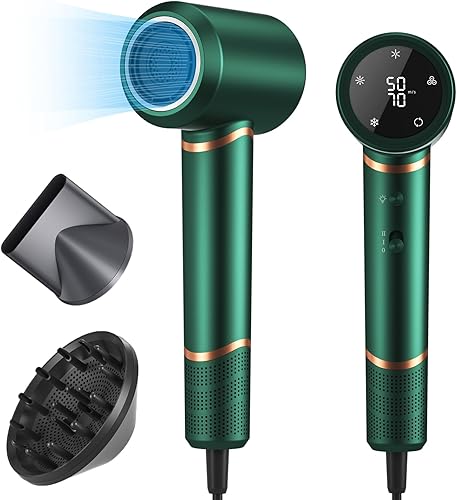 Secador de pelo, secador de pelo iónico negativo para secado rápido, bajo ruido, secadora de pelo con control térmico, 2 velocidades y 3 ajustes de