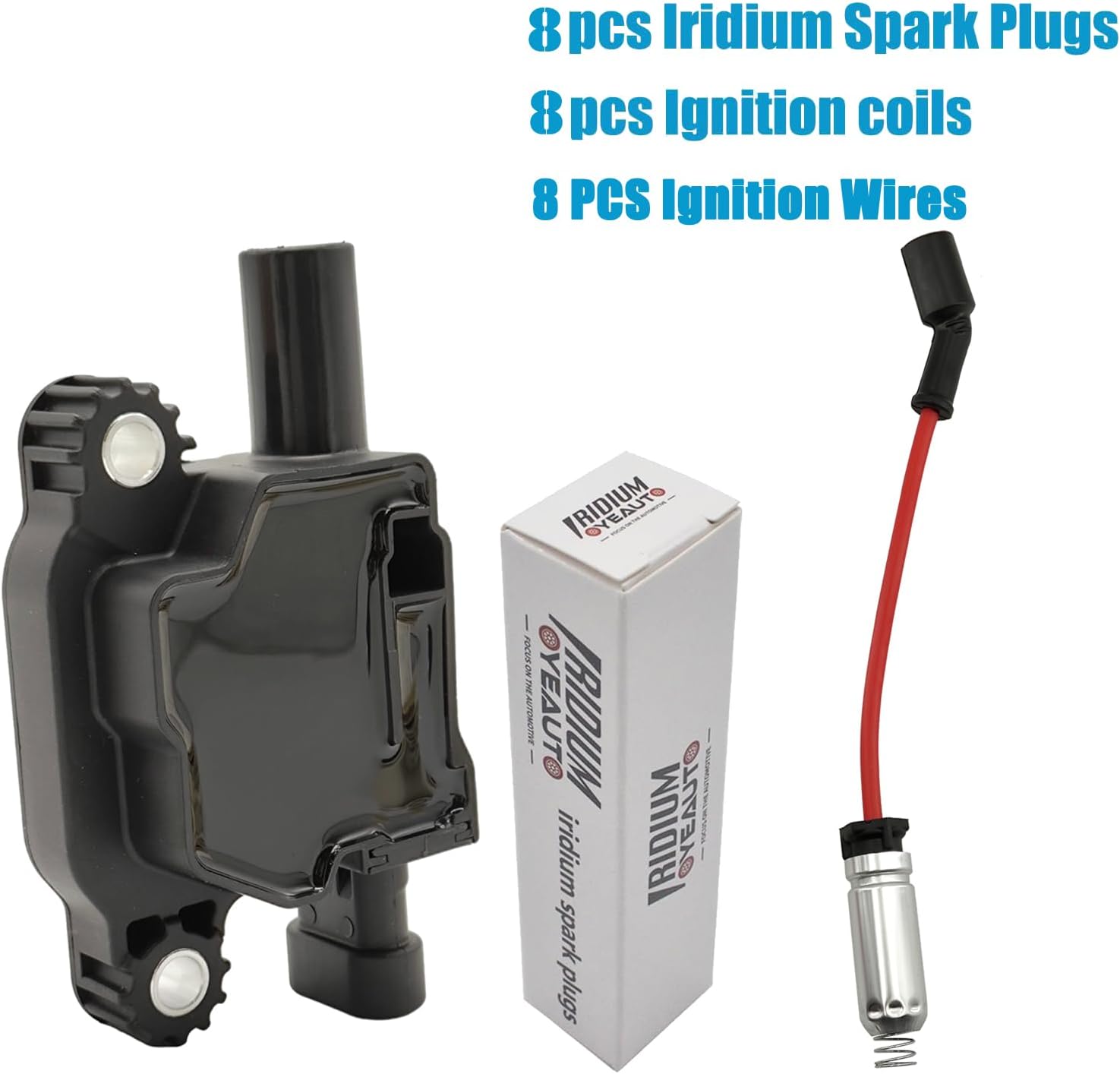 UF413 Ignition Coil Pack and Iridium Spark Plugs and Wires Set of 8 Fit For Chevrolet 2005-2019&GMC 2005-2018&Cadillac 2007-2016&Pontiac Saab 2005-2009&Isuzu 2007 2008 4.8L 5.3L 6.0L 6.2L 7.0L V8
