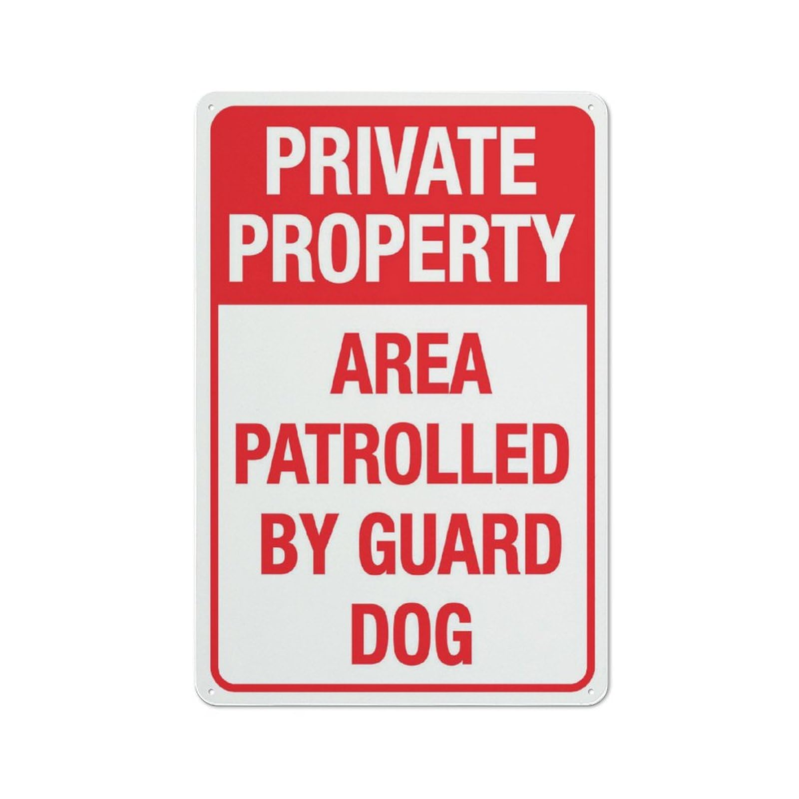 Private Property (Area Patrolled By Guard Dog) Sign, 8x12 Inch Rust-Free Aluminum Outdoor Metal Tin Sign for Home, Business, Yard