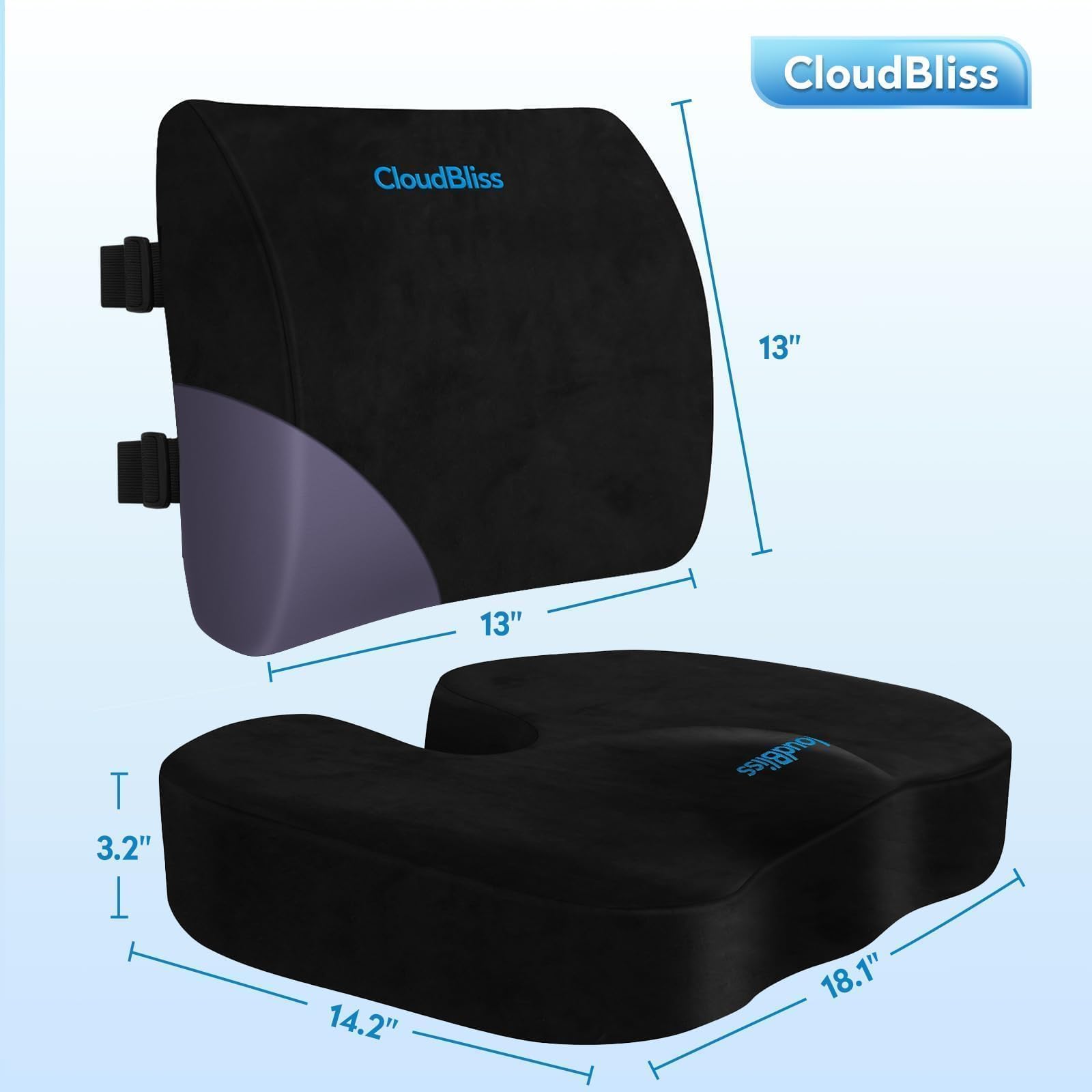 Amazon.com: CloudBliss Lumbar Support Pillow & Seat Cushion Set