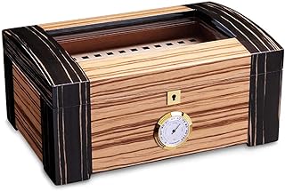 Large Capacity Cigar Humidor, Handcrafted Cigar Box in Cedar Wood Lined, Glossy Humidor with Hygrometer Humidifier, Cigar Gifts for Men, Holds 100 Cigars