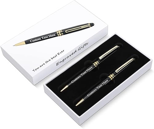 Bolígrafo personalizado, bolígrafo personalizado con caja de regalo de lujo, 2 bolígrafos grabados con giro, bolígrafo grabado con tu nombre o