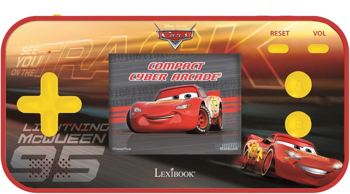 Lexibook, Disney Cars, Compact Cyber Arcade, Portable Console, 150 Games, LCD Colour Screen, Battery Operated, Red, JL2367DC