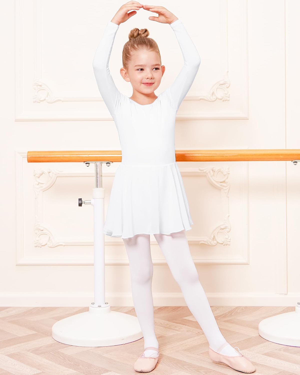 Stelle Ballet Leotards for Girls Long Sleeve Toddler Dance Leotard Outfits with Skirt Classic(Little/Big Kid) - Image 6