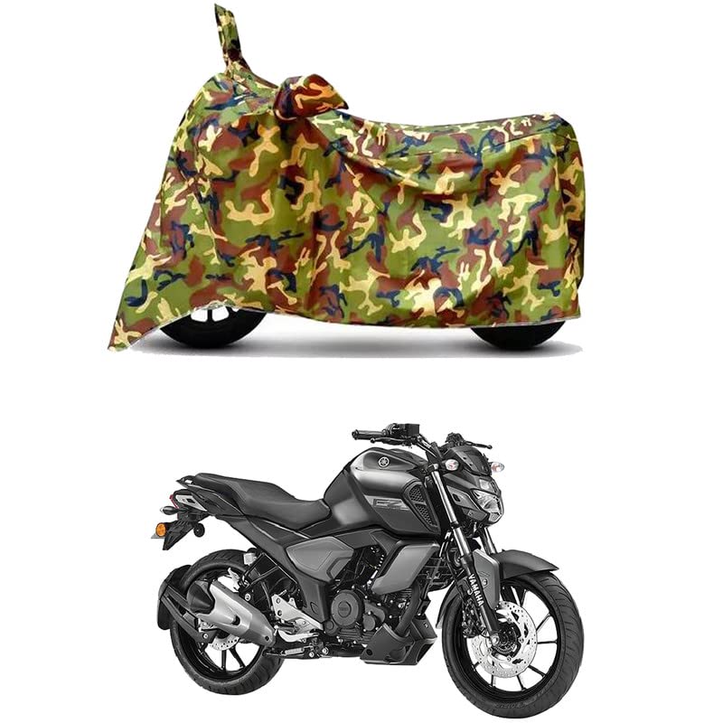 Image of Waterproof 100% PVC Coated Full Bike Scooty Two Wheeler Body Cover Compatible for Yamaha FZS-FI V3 /UV-Rays /Heat Protection /Birds Dropping /Scratchproof /Dust Proof [6X6 Jungle Print]