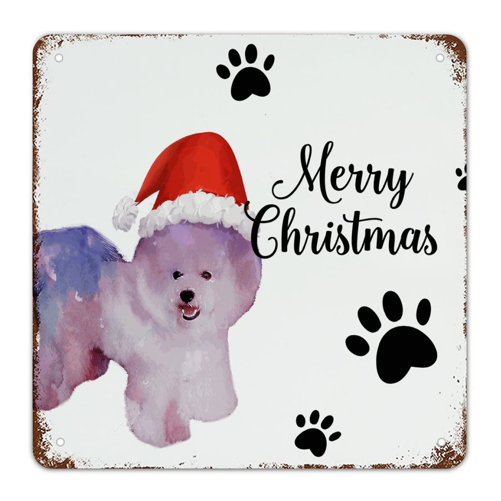 Panneau métal rottweiler Noël plaque rustique finitions haut de gamme 38cm