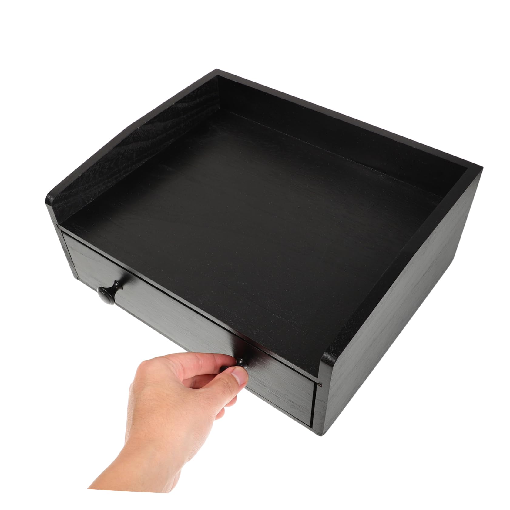 Cabilock Gabinete de Almacenamiento de Sobremesa de Madera Negra con Diseño Multifuncional y Cajones para Organizar Café E Ingredientes en Oficina o Decoración del Hogar