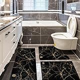 SS BEST DEALS Bathroom Rug,Black Gold Marble Bath Rug,Home Decor Non-Slip Floor Mat,Mud Mat for Indoor and Outdoor (Black)