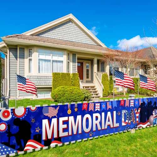 Large 9.8x1.6ft Memorial Day Banner Memorial Day Yard Decorations Thank You Veterans Banner 4th of July Veterans Day Patriotic Decorations