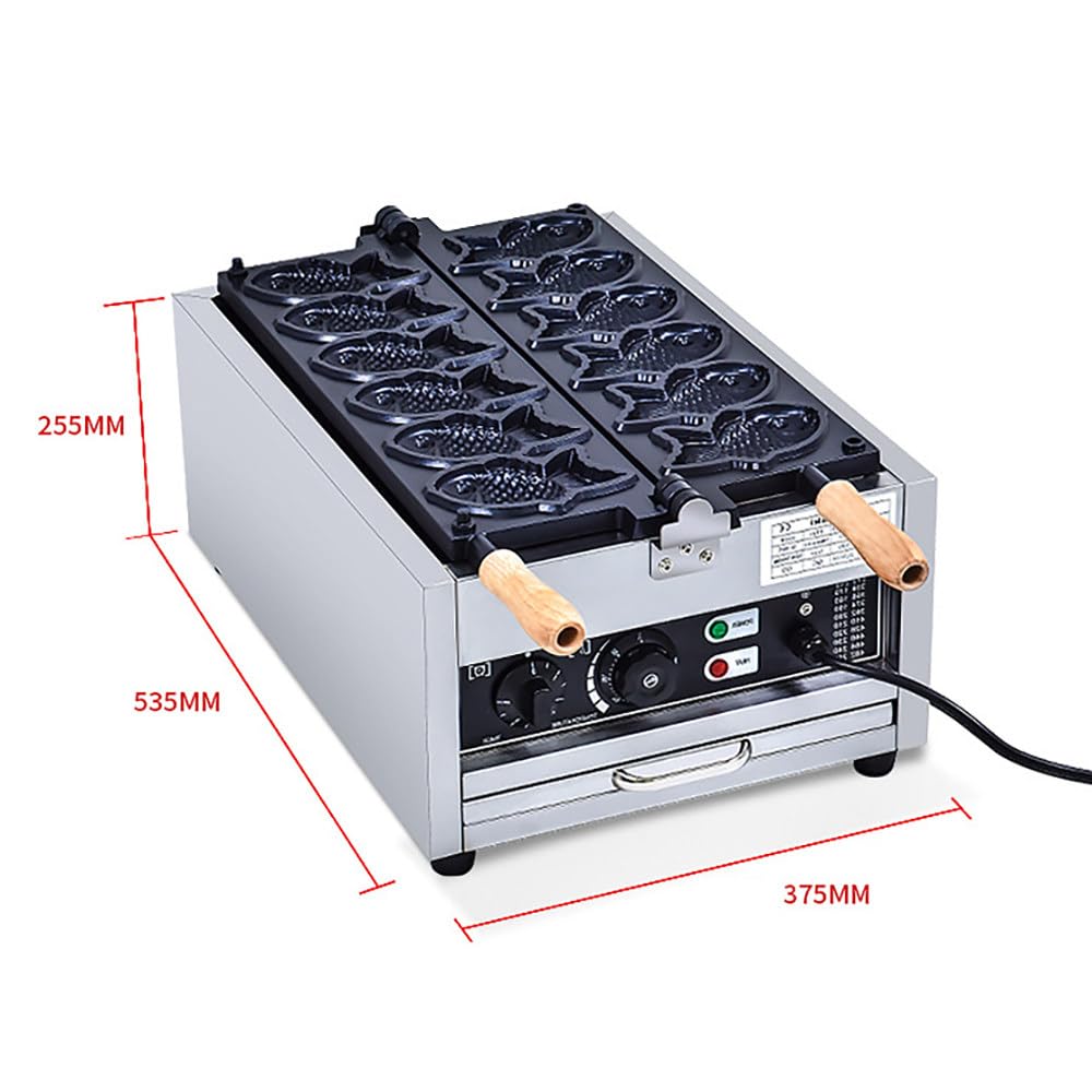 Plancha para Gofres Taiyaki con Revestimiento Antiadherente De Teflón,Temperatura Ajustable De 50 a 300 ℃,Máquina Multifuncional para Hacer Gofres De Pescado Y Aperitivos