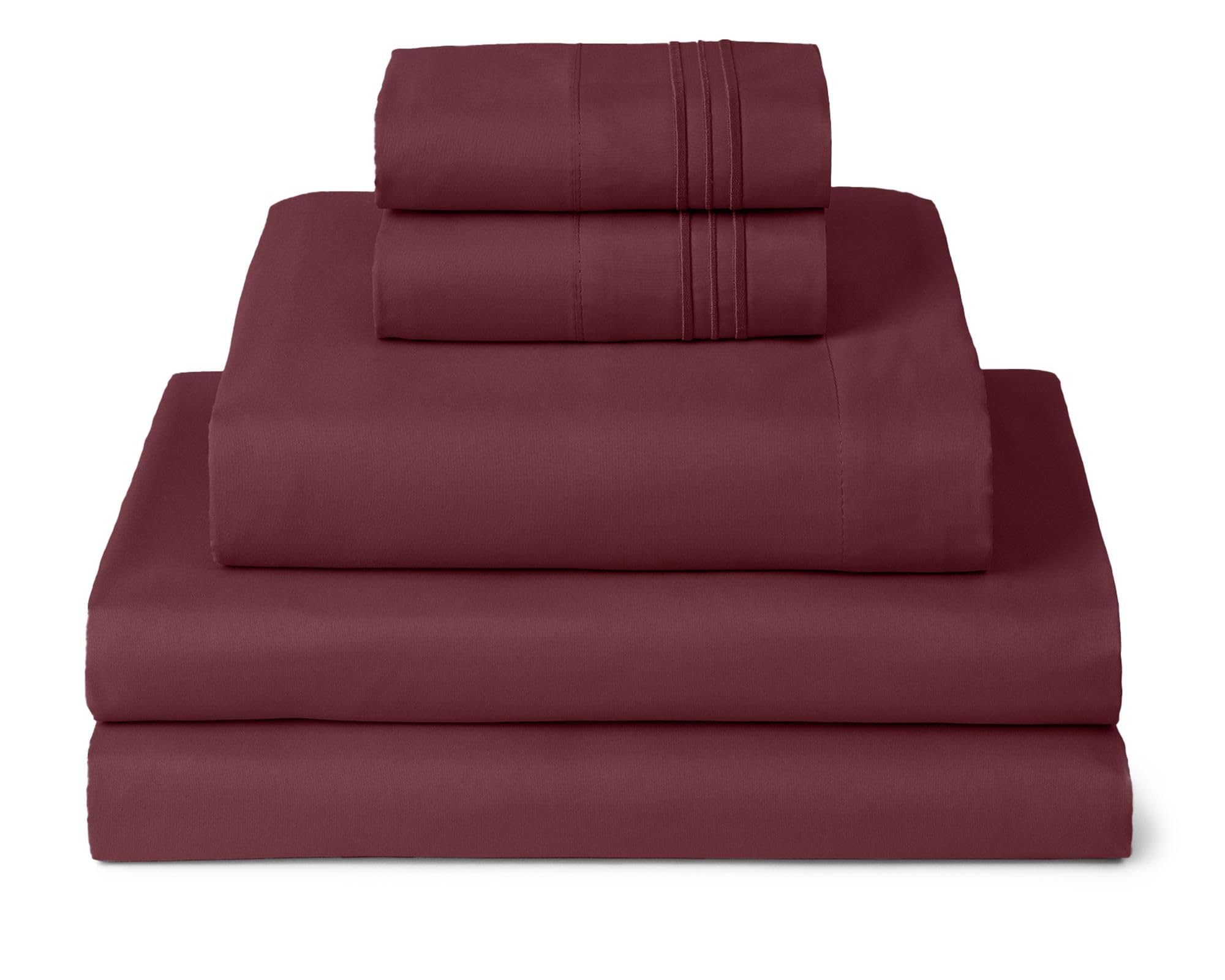 Mellanni Iconic 5-Piece, Ultra Soft Sheet Set (Split King, Burgundy)