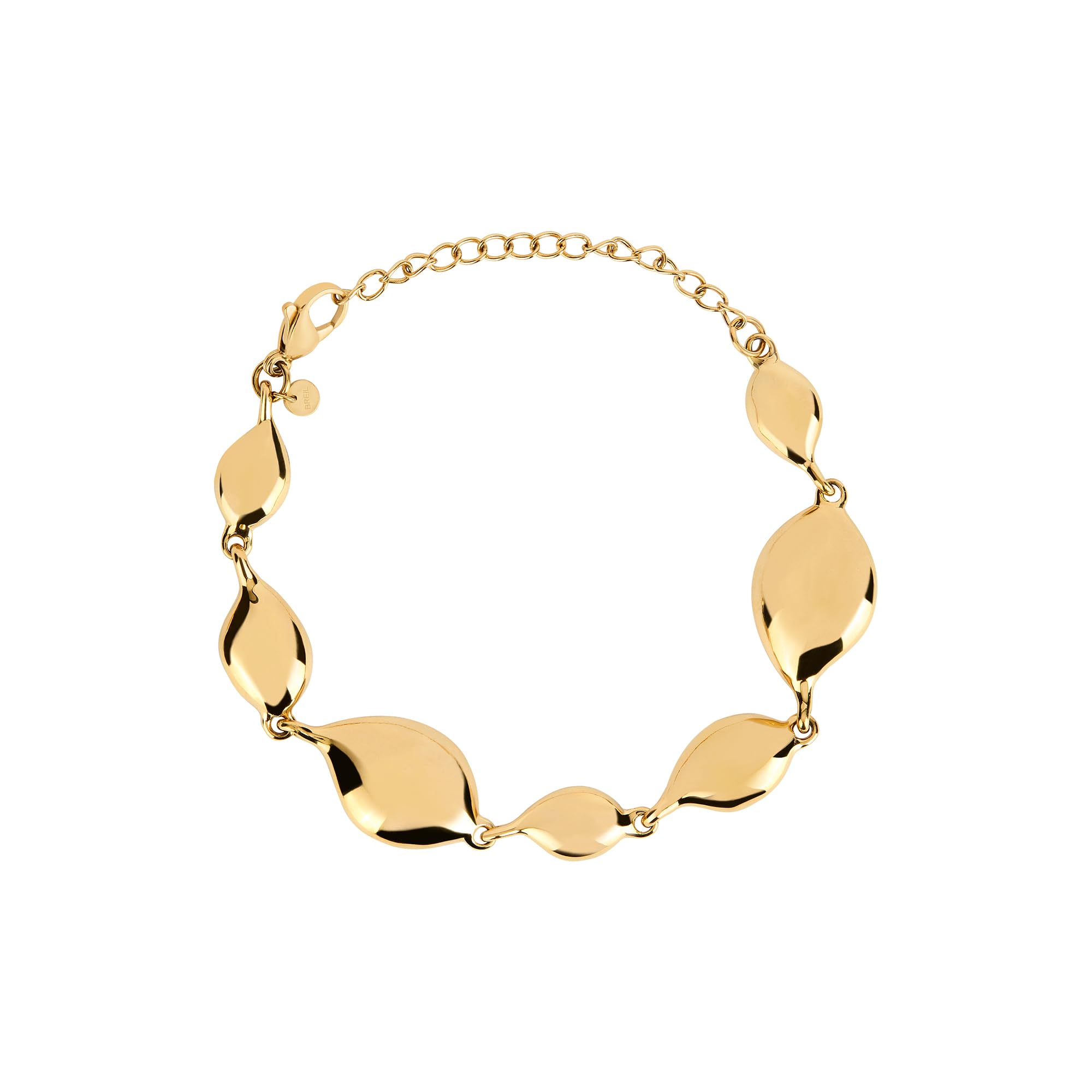Breil, Collezione Ameliè, Bracciale Donna in Acciaio Lucido IP Gol, con Elementi Sinuosi di Diverse Dimensioni, Chiusura Regolabile, Lunghezza fino a 21 cm, Idea Regalo Donna