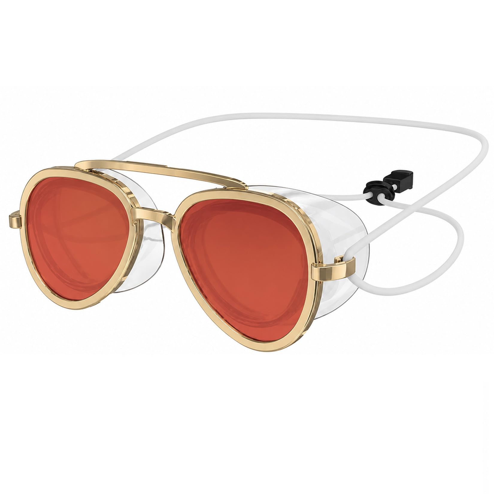 Aviator Swimming Goggles for Adults, Anti-Fog UV Lenses, Red and Gold