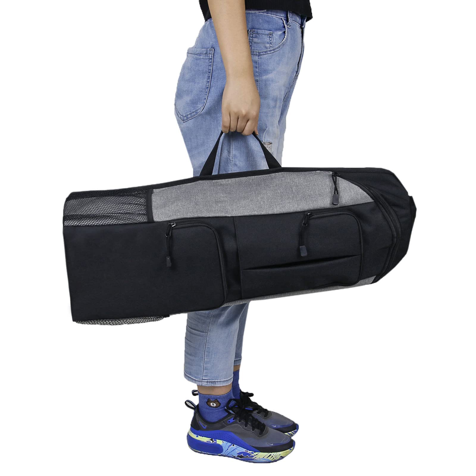 Sac de Tapis de Yoga, Sac de Rangement Multifonction pour Tapis de Yoga, avec Grande Poche latérale et Poche zippée pour, Sac de Transport pour Homme et Femme