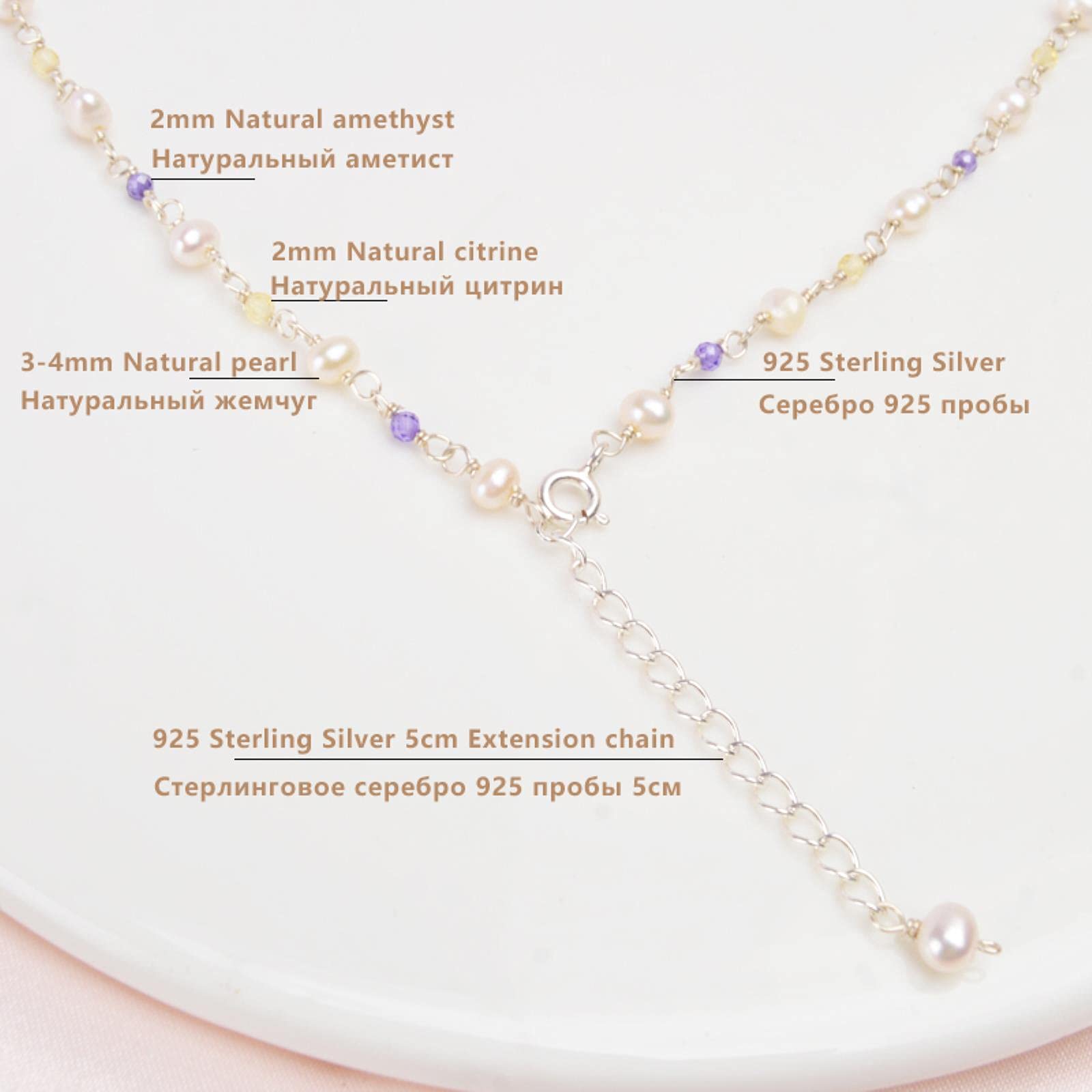 SALAN Collar De Corazón De Perlas De Agua Dulce De Plata De Ley 925 Joyería Hecha A Mano De Cristal Natural para Regalo De Mujer