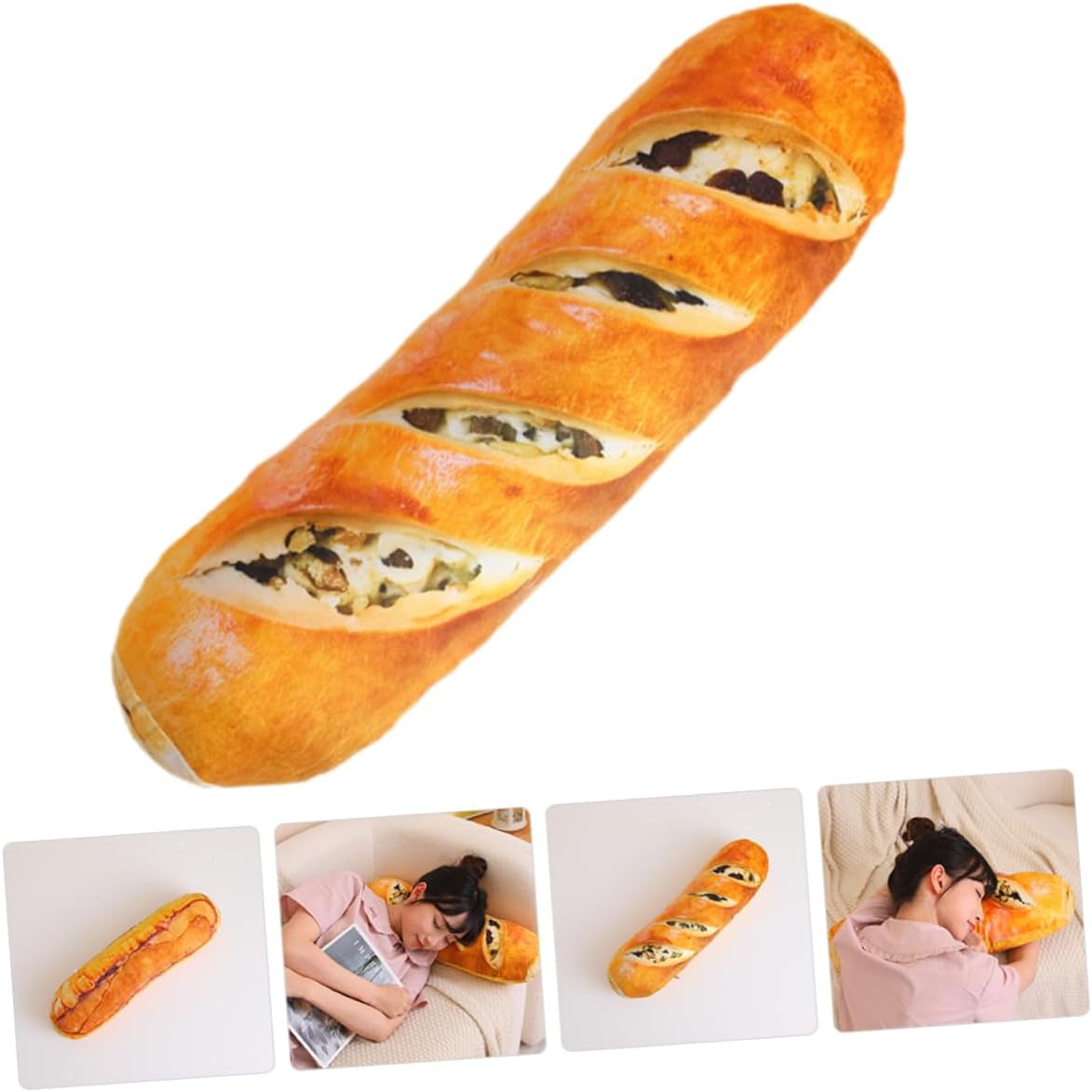 Simulation Bread Pillow Cute Stuffed Lumbar Cushion for Sofa Bedroom Decor Soft Material Comfortable Practical Unique Bread Shape Design